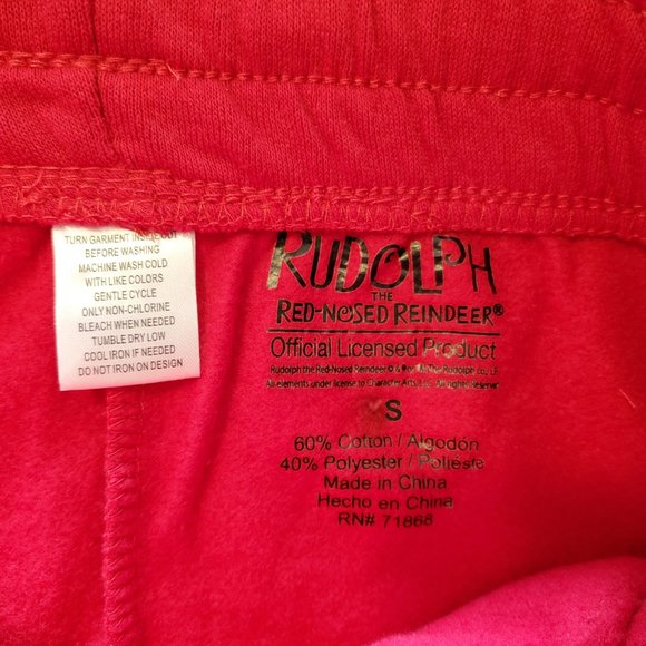 Rudolph the Red-Nosed Reindeer Adult Jogger Sweatpants - Red Size S - Picture 5 of 10